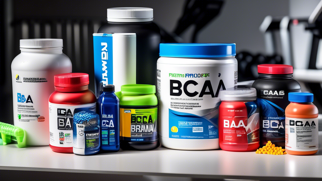 Create an image of various supplements gathered together in a neatly organized stack, such as a tub of protein powder, a bottle of pre-workout drink, branched-chain amino acids (BCAAs), creatine, and a shaker bottle. Each item should be clearly labeled, showcasing a variety of products that many athletes and gym-goers utilize to enhance their performance and improve their workouts. The background should be a gym setting to emphasize the theme of fitness and exercise.